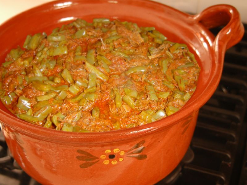 Recipe Nopales with Pork and Red Chile Sauce Ancient Cookware