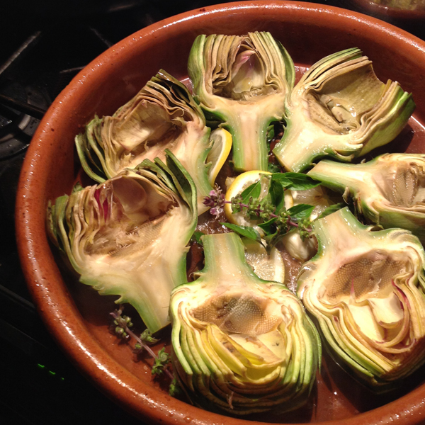 Recipe Artichokes Braised with Garlic and Fresh Herbs | Ancient Cookware