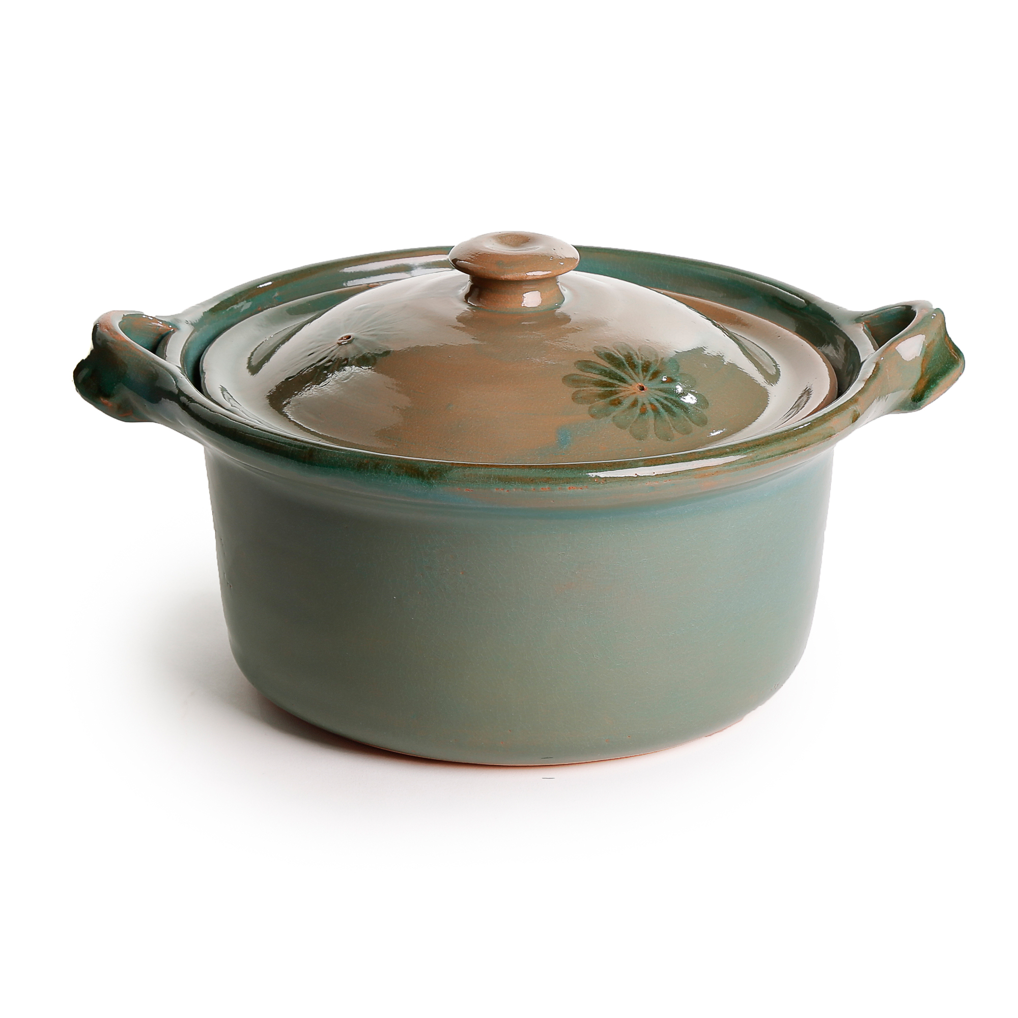 Mexican Lidded Cazuela - Green | Ancient Cookware