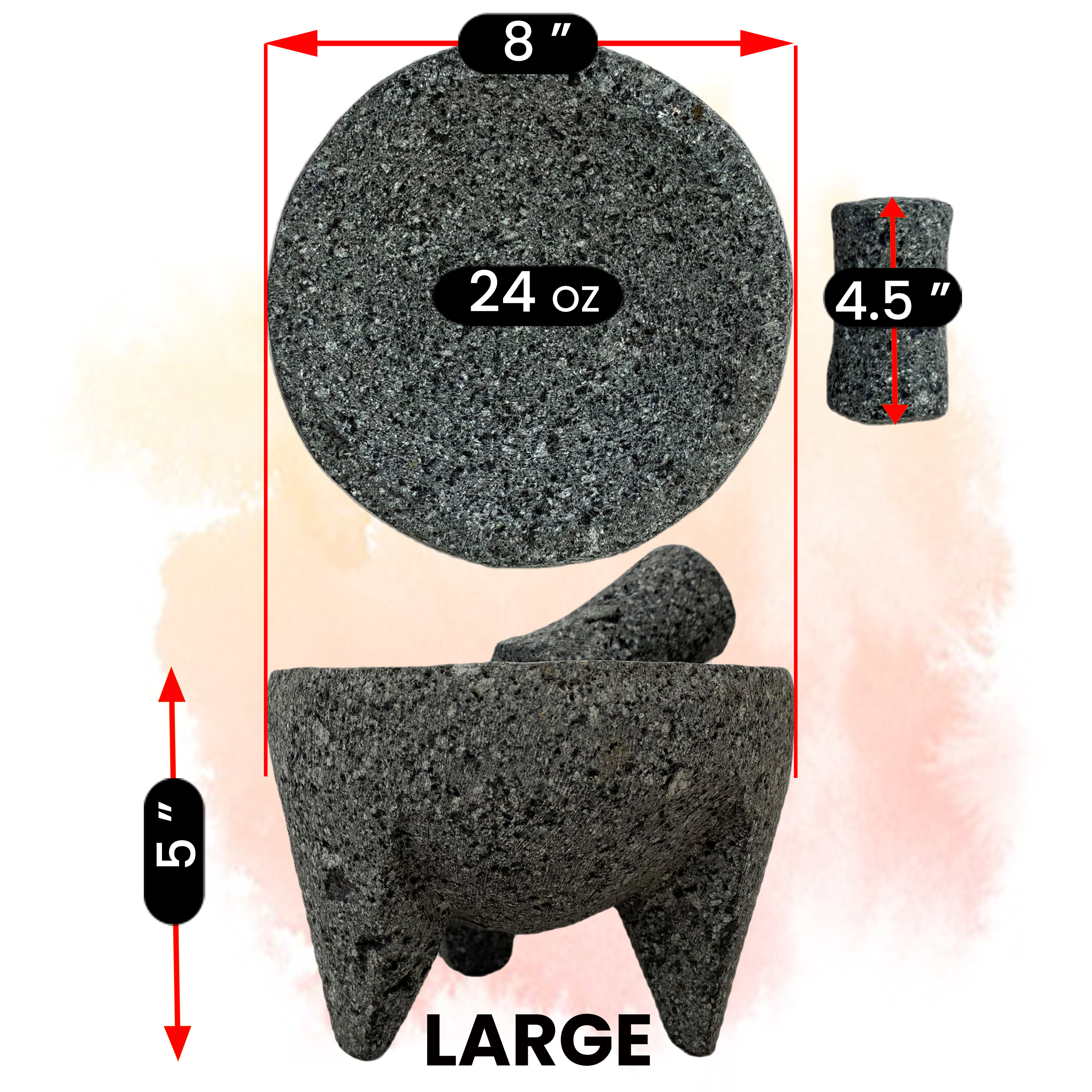  El original Molcajete Mexicano Bowl hecho a mano de auténtica  roca de lava en México - Molcajete de Piedra volcanica - Mortero volcánico  mexicano - Auténtica roca de lava : cuitáxi