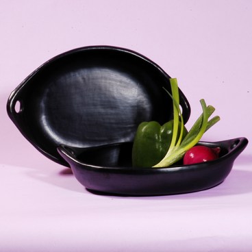 Black Clay, La Chamba Oval Serving Dish with Handles