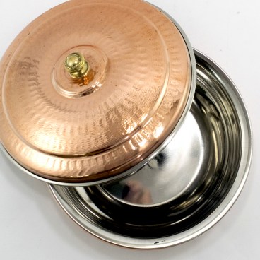 Indian Hammered Copper Hyderabadi Handi with Lid